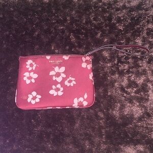 Kate Spade burgundy/ pink/ gold floral Clutch Wristlet
